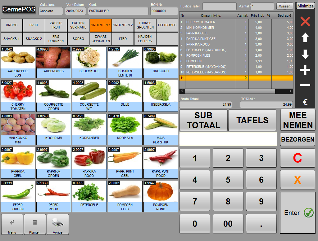 CermePOS kassascherm voor groente en fruit