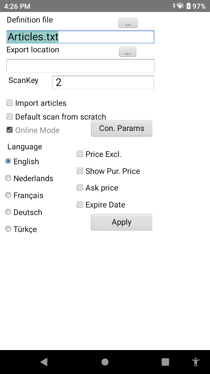 CermePOS datacollector software scherm