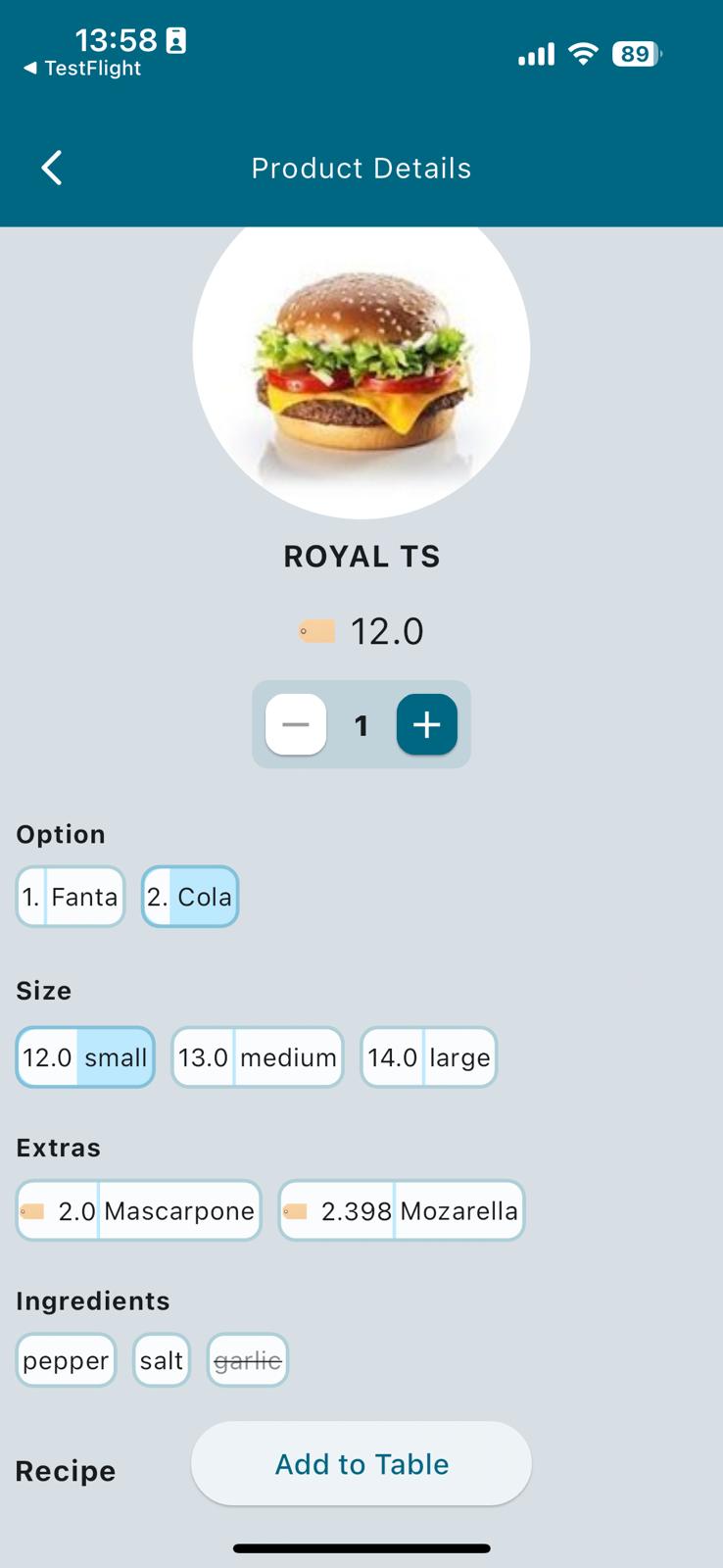 CermePOS Ober App scherm 1