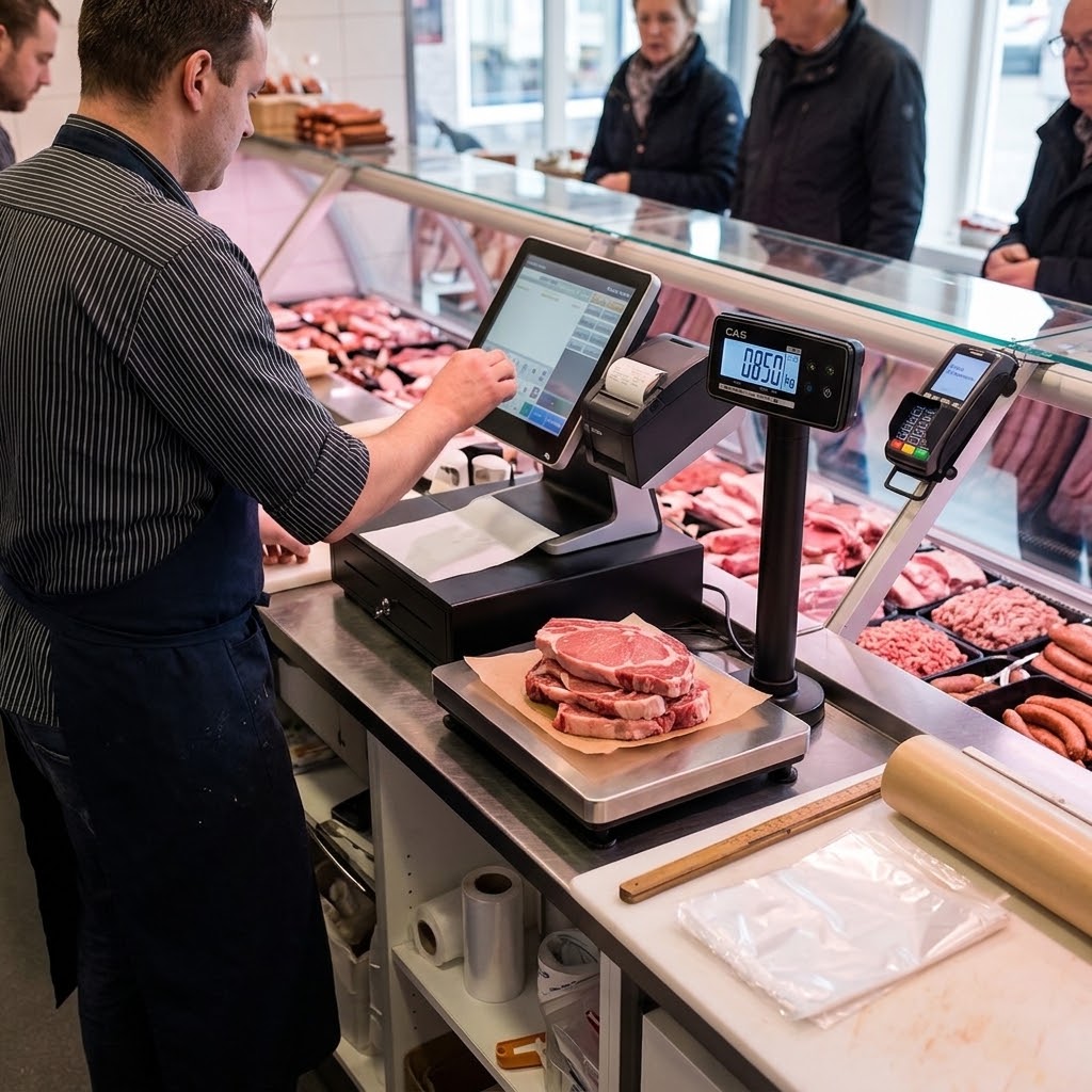 CermePOS weegschaal toegepast in een slagerij